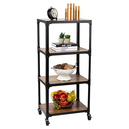 Mind Reader Bar Cart, Rolling Cart, Microwave Stand, Utility Cart, Coffee Cart, Wood,Metal, L x x H, Brown