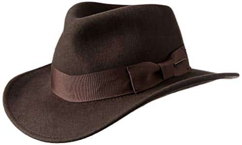 Indiana Jones Men's Crushable Wool Felt Fedora Hat, Brown, Large