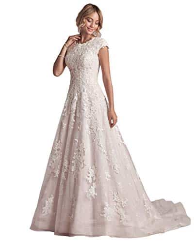 Miao Duo Vestidos de Novia Lace Wedding Dresses Cap Sleeve Appliqued Bridal Wedding Gown Plus Size Ivory