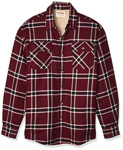 Wrangler Authentics Men's Long Sleeve Heavyweight Fleece Shirt, Tawny Port, X Large