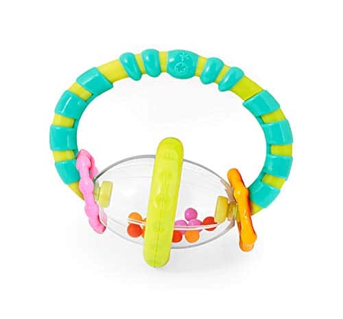 Bright Starts Grab & Spin Baby Rattle & BPA Free Teether Toy, Ages onths+