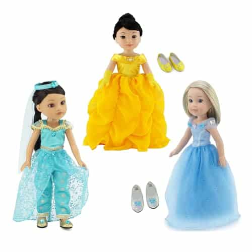 Emily Rose Inch Doll Princess Value Bundle Doll Piece Set, Includes Favorite Make Believe Characters Inspired Costumes Compatible with ellie Wishers and Glitter Girls Doll