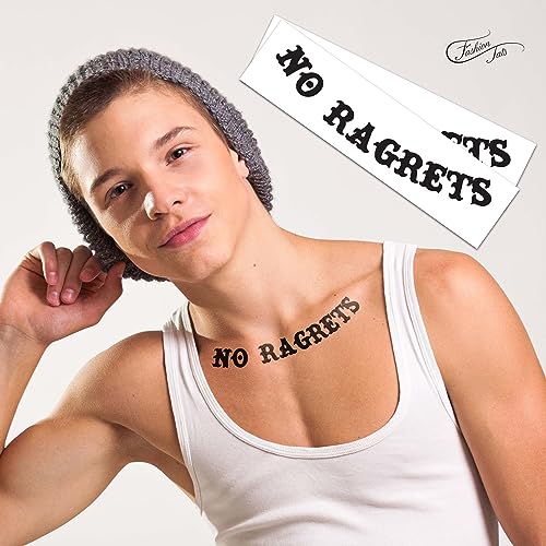 FashionTats No Ragrets Temporary Tattoos (Pack) Skin Safe MADE IN THE USA Removable