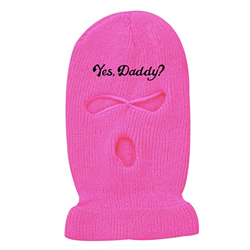 Hole Ski Mask Yes Daddy Full Face Balaclava Winter Warmer Outdoor Sports Thermal for Men Women Rose Red