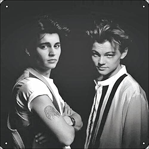 Jitipozy Leonardo Dicaprio and Johnny Depp young Poster Metal Sign x inches Funny for Home Man Cave Garage Wall Decorations