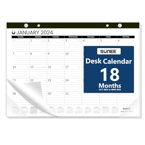 SUNEE Desk Pad Calendar x, onths, October March , Academic Desk Blotter Calendar, School Year Large Calendar for Teacher