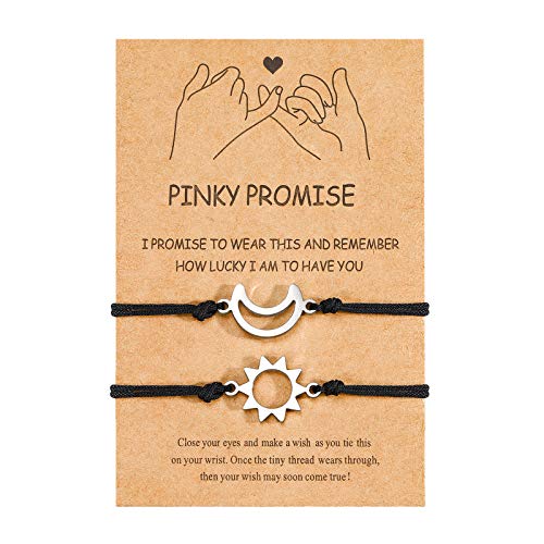 UNGENT THEM Sun and Moon Couples Bracelets Matching Bff Pinky Promise Distance Relatioship Bracelet Christmas Valentine's Day Gifts for Him Her Boyfriend Girlfriend Women Men