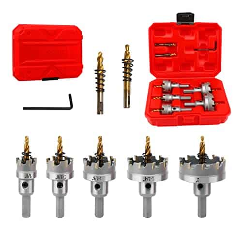 Dashap PCS Hole Saw Kit Carbide Hole Cutter Set for Metal TCT Hole Saw Set for Hard Metal Wood Plastic and Stainless Within to Cutting Diameters